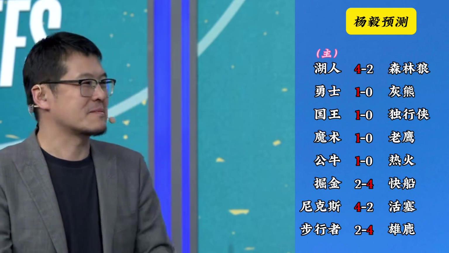 明燈來(lái)了！看看楊毅的季后賽預(yù)測(cè)：湖人4-2狼 快船4-2掘金